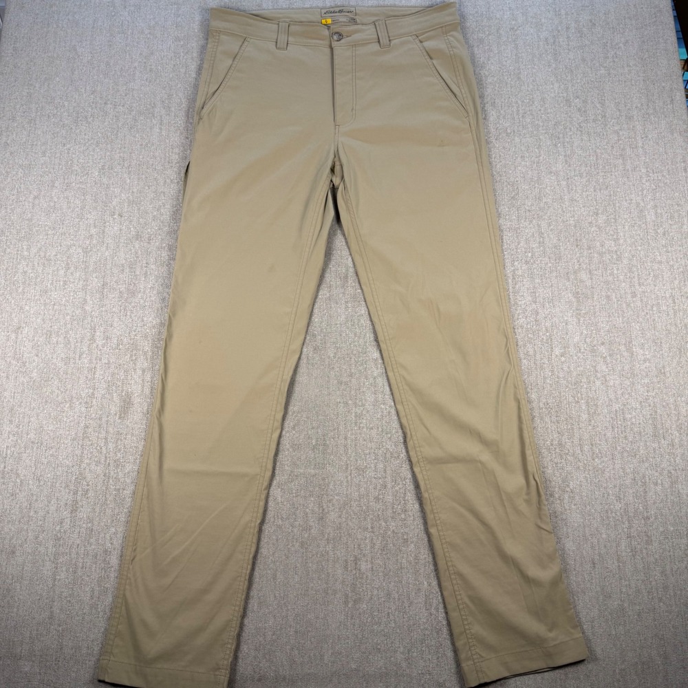 Eddie Bauer Travex Pants Mens 34x34 Tan Nylon Stretch Outdoor Hiking Utility